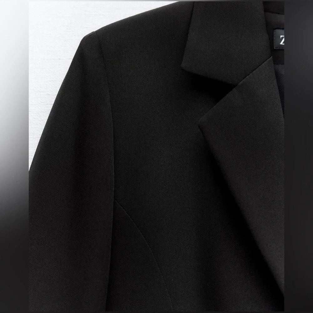 ZARA ~ BLACK CUT-OUT FULL LENGTH JUMPSUIT BLAZER - Picture 5 of 15
